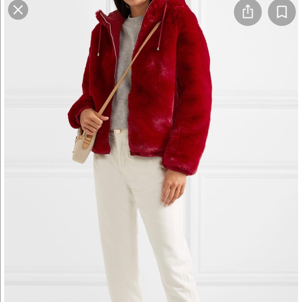 Maje Red Hooded Faux Jacket